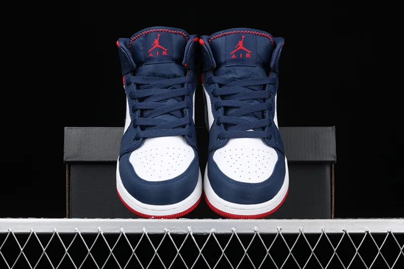 All categories Air Jordan Jordan series basketball shoes Air Jordan 1 Mid G version pure original Air Jordan 1 Mid GS AJ1 Joe 1 Captain America China basketball shoes BQ6931-104